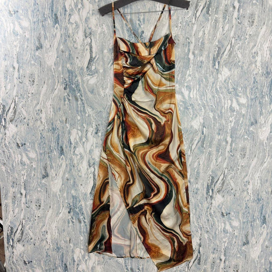 SHEIN Abstract Marble Print Maxi Dress with Spaghetti Straps (XS)