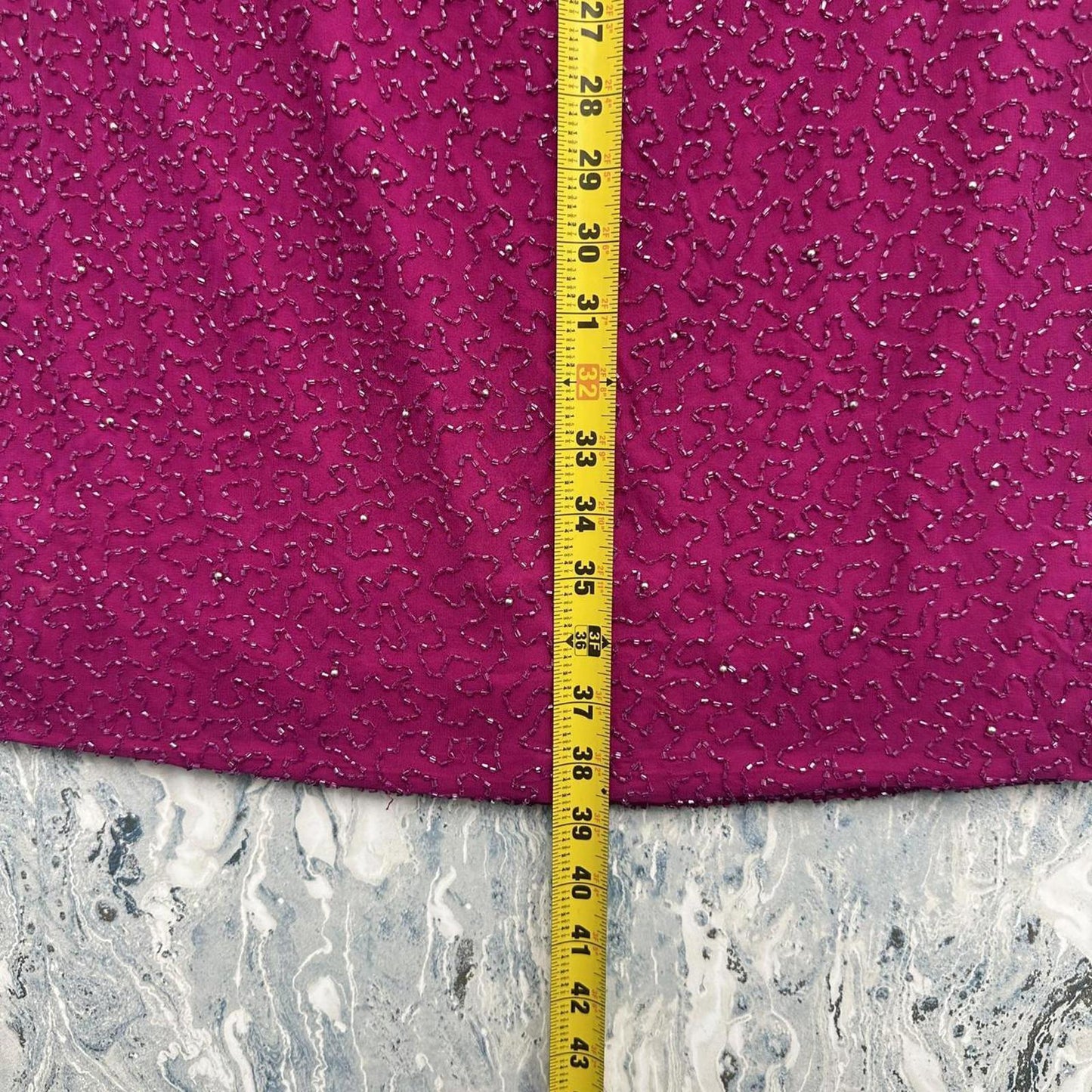 Vintage Andretta Donatello Beaded Hot Pink Silk Maxi Skirt (XS)