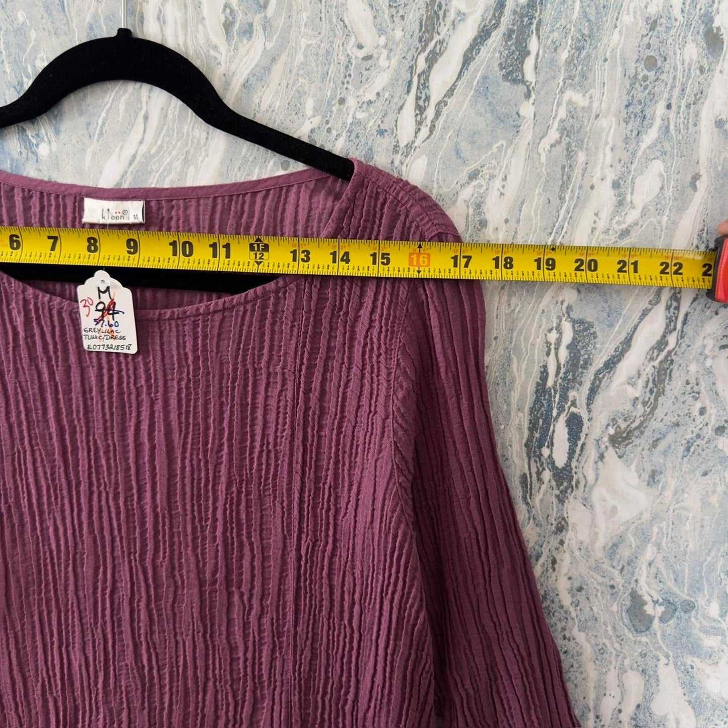 Boho Purple Crinkle Long Sleeve Midi Dress (M)