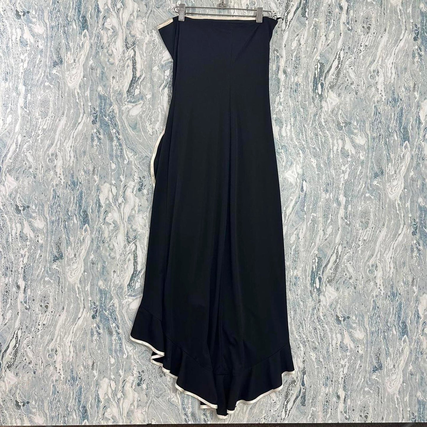 Vintage RAMPAGE Elegant Black Strapless Ruffle Trim Midi Dress (M)