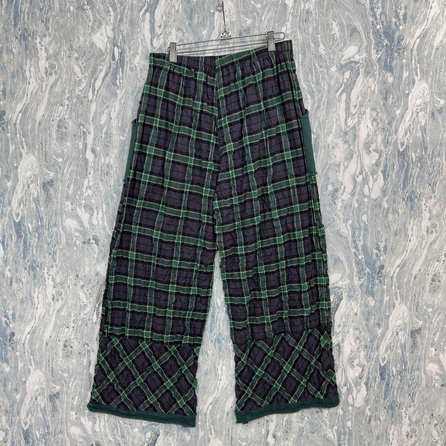 Designer Bodil Green Plaid Patchwork Pants (M)