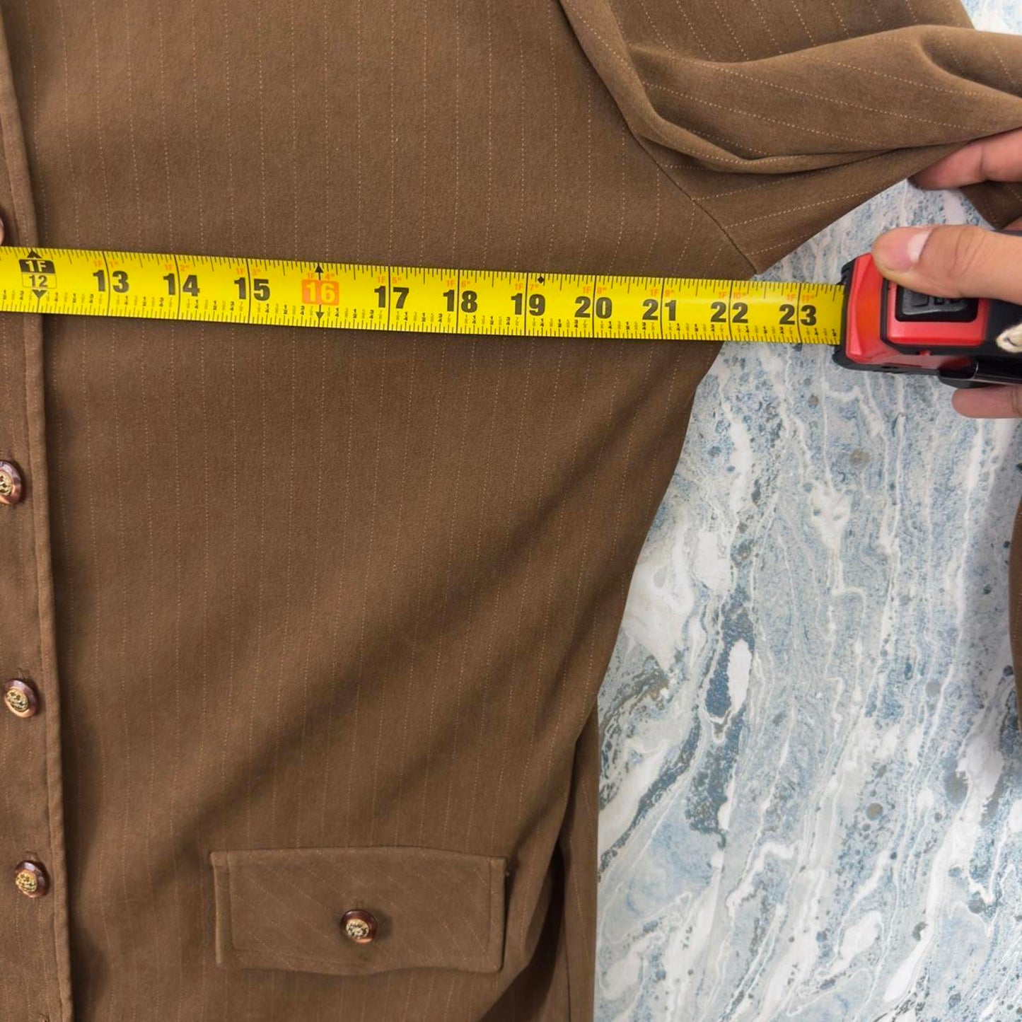 Brown Vintage Longline Twee Button-Up Dress (14)