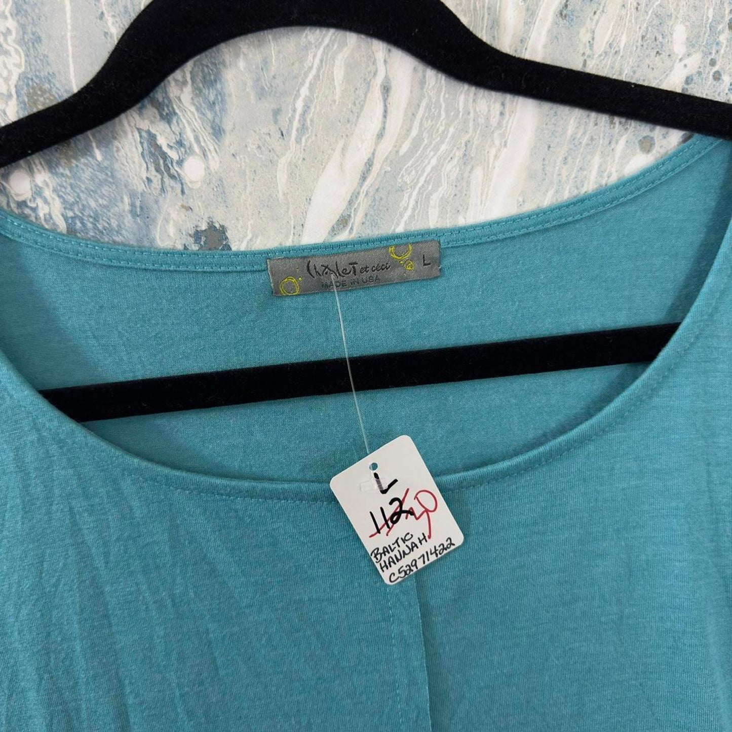 Boho Teal Oversized Tunic Top (L)