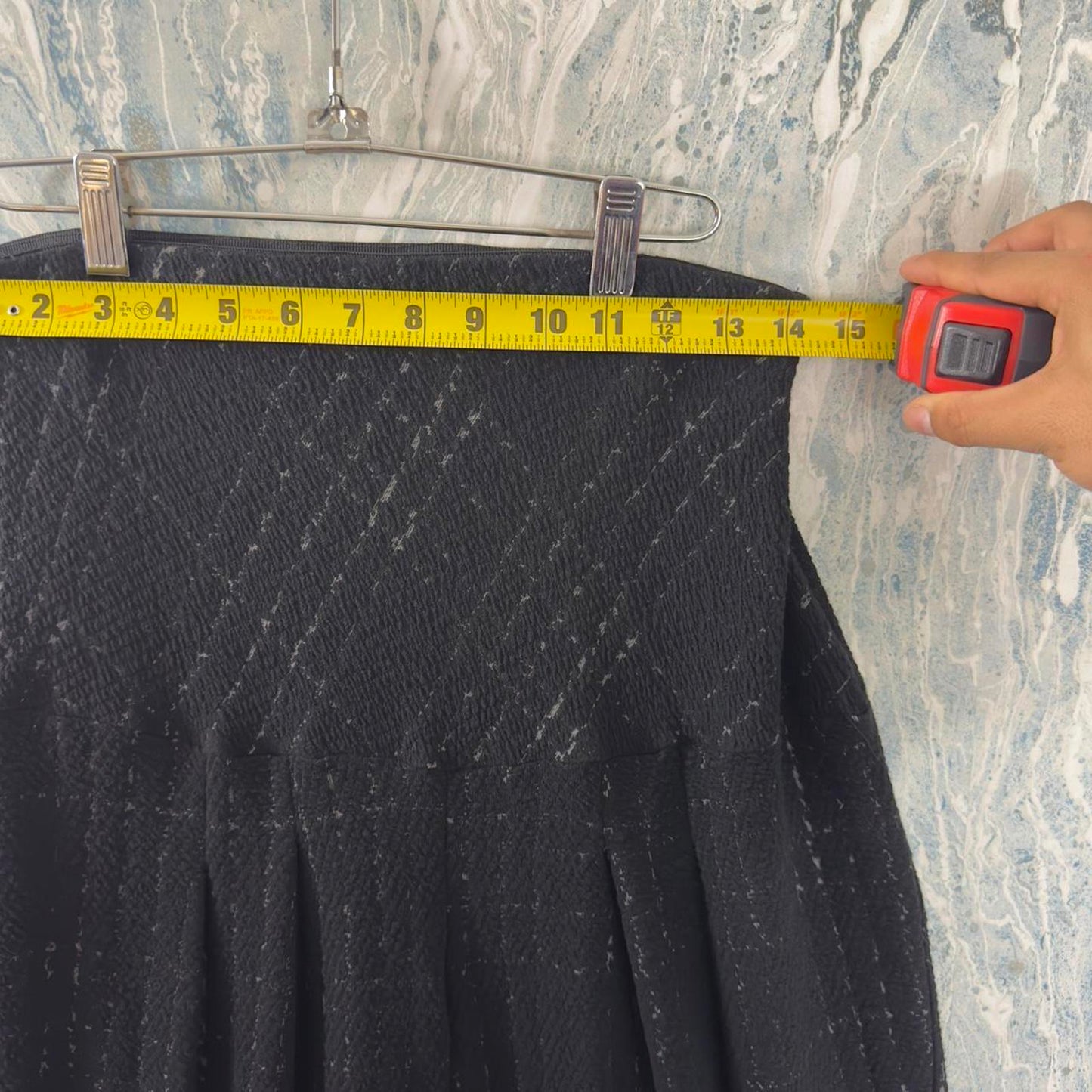 Vintage Styled Boho Black High-Waisted Plaid Trousers (L)