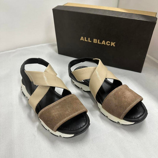 Designer Cross Strap Brown Sandals (37)