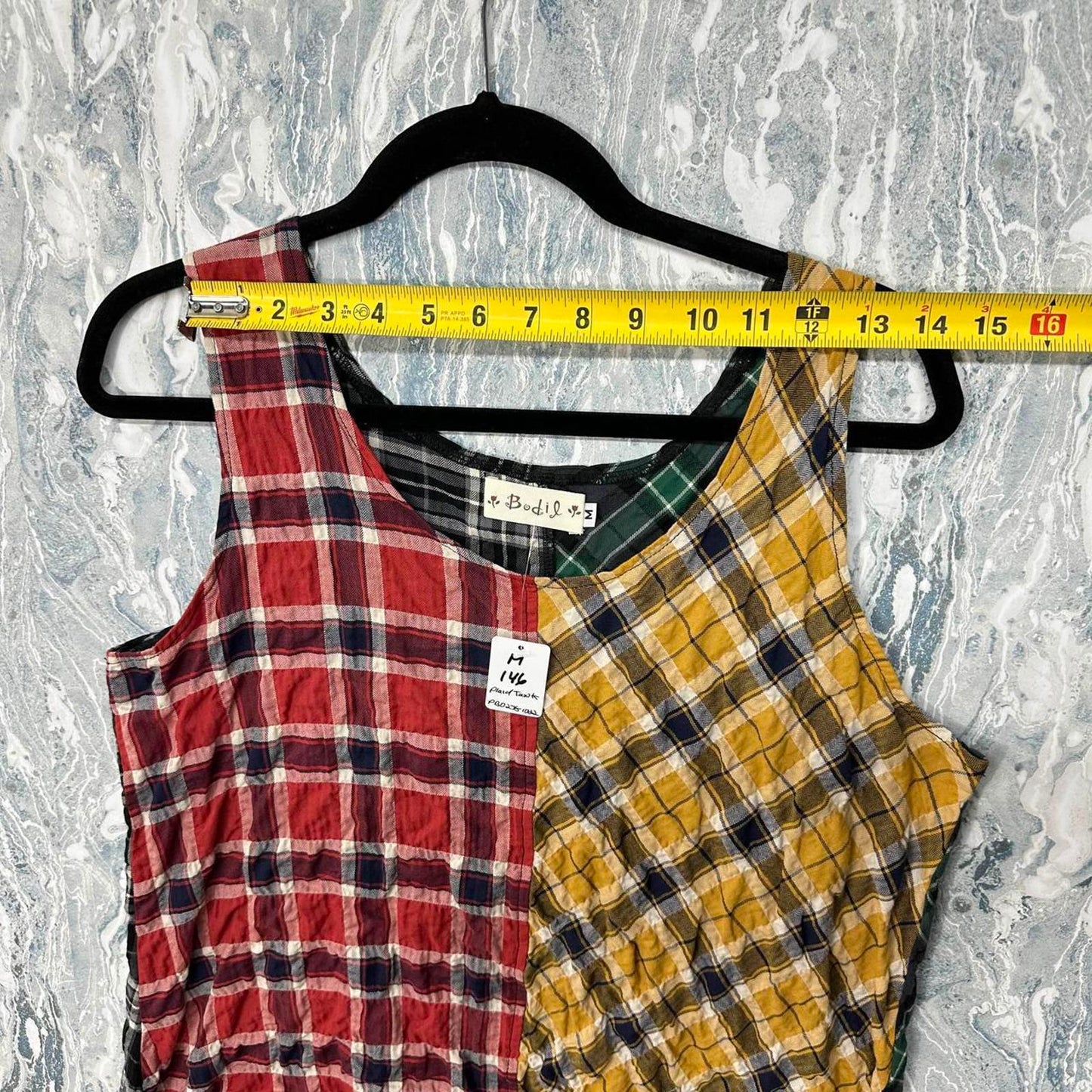 Designer Patchwork Plaid Sleeveless Top (M)