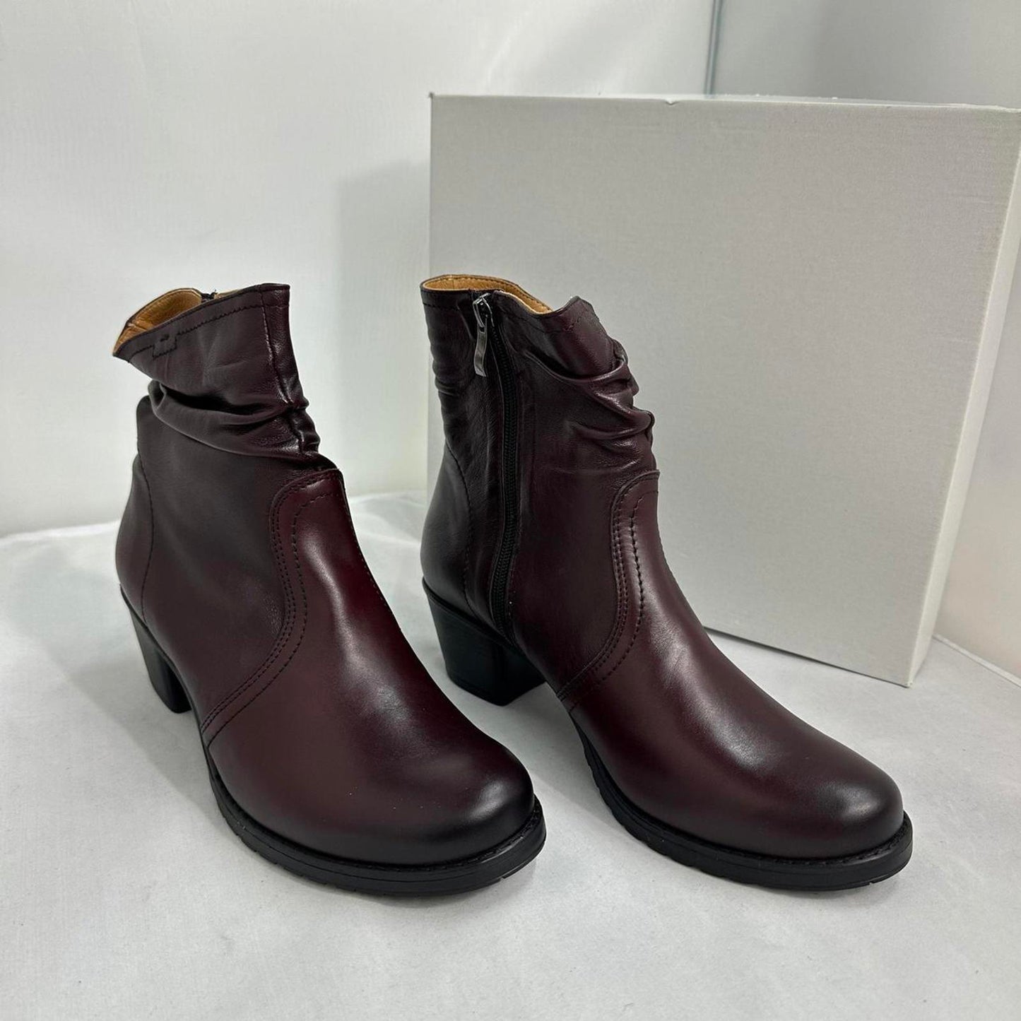 Burgundy Leather Ankle Boots (9.5)