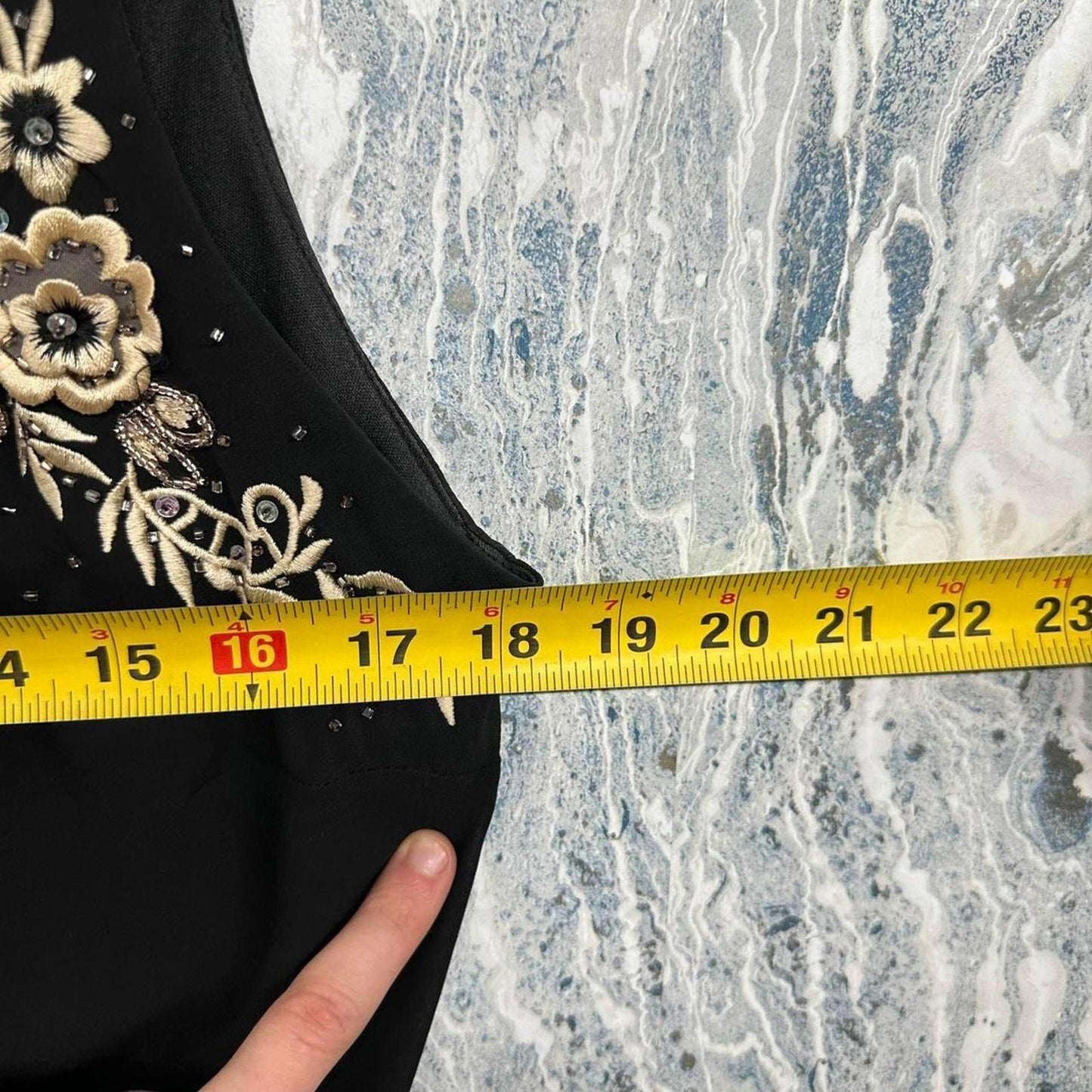 LESLIE FAY Vintage Fairy Black Embroidered V-Neck Dress (10)