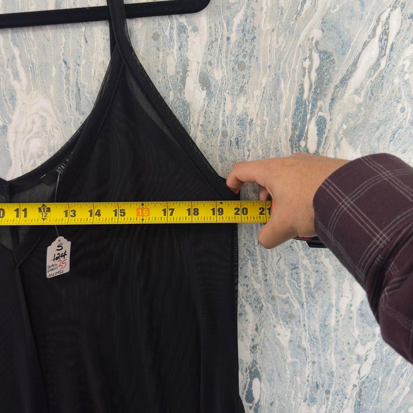 Designer Sheer Black Mesh Slip Dress (S)