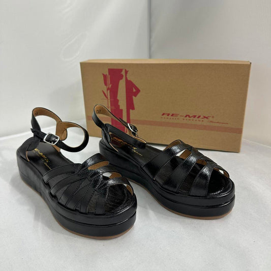 Black Patent Leather Strappy Platform Sandals (7)