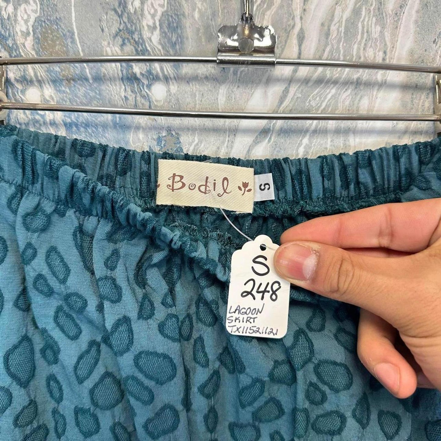 Blue Leopard Print Maxi Skirt (S)