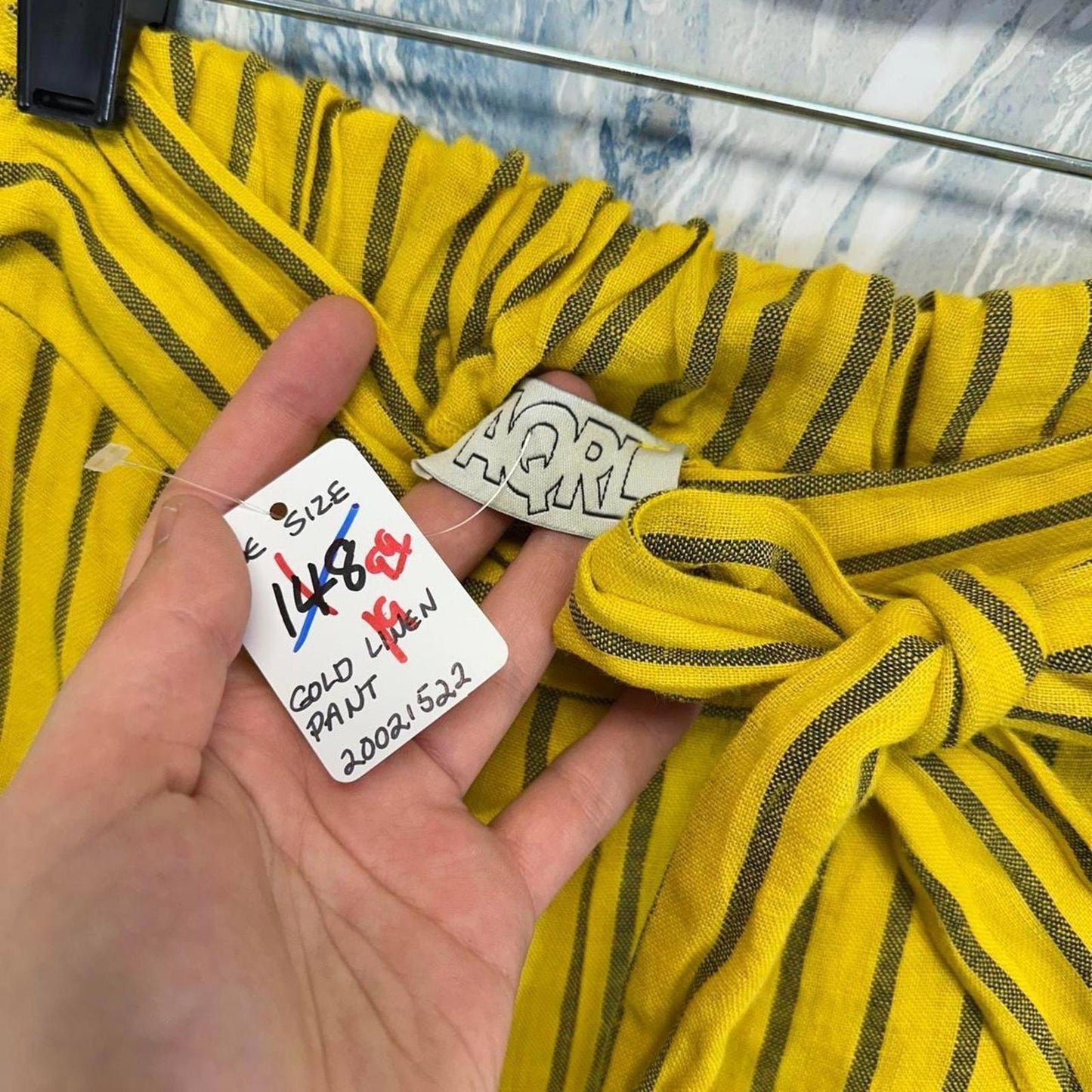 Yellow Striped Wide-Leg Pants (One Size)