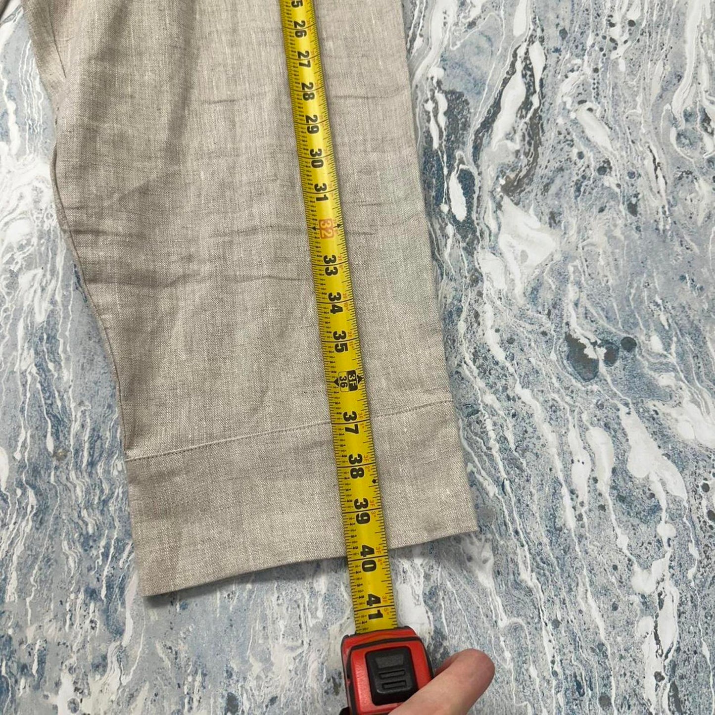 square by neetu malik Minimalist Oatmeal Linen Trousers (2)