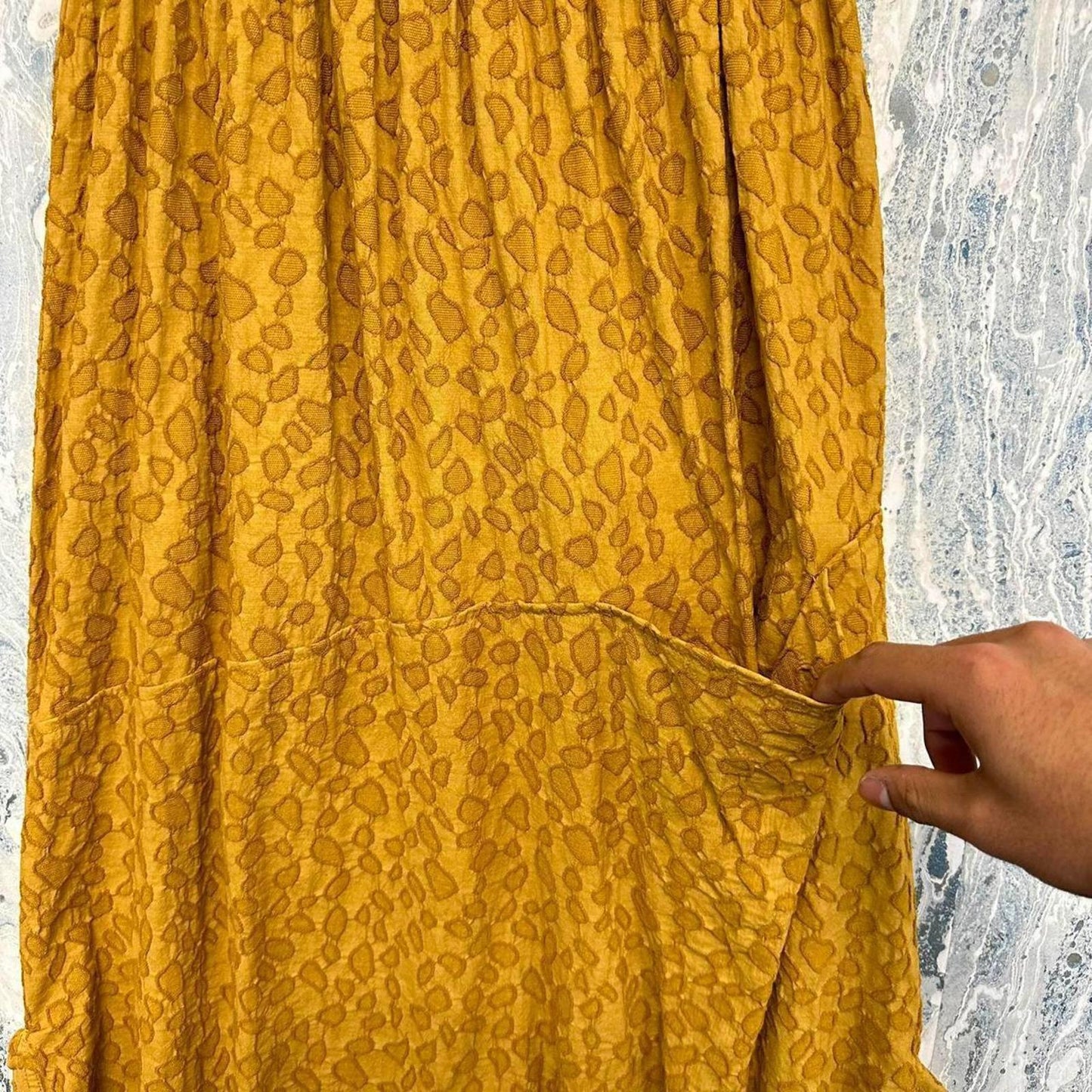 Mustard Leopard Print Midi Skirt (S)