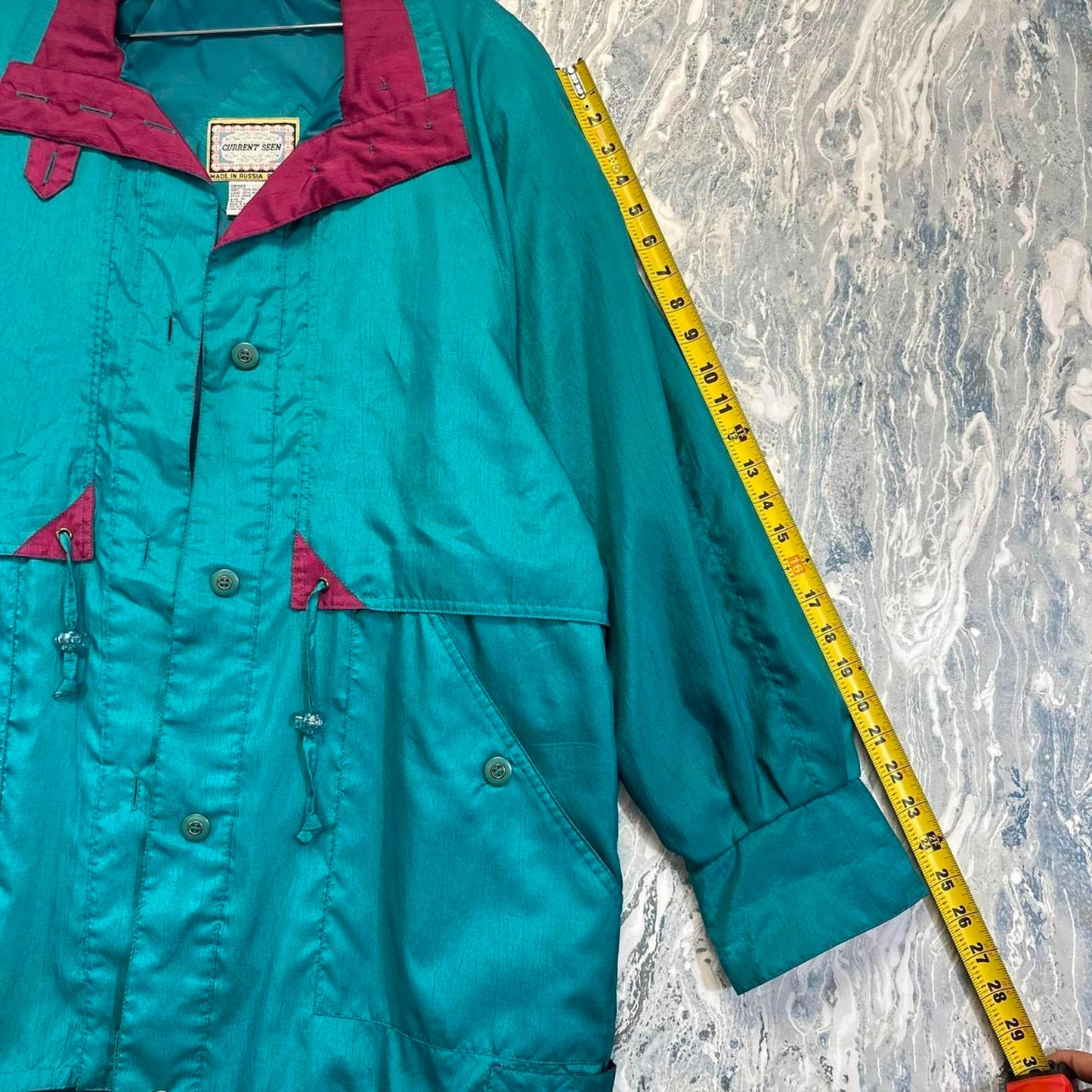 Vintage Teal and Burgundy Windbreaker Jacket (M)