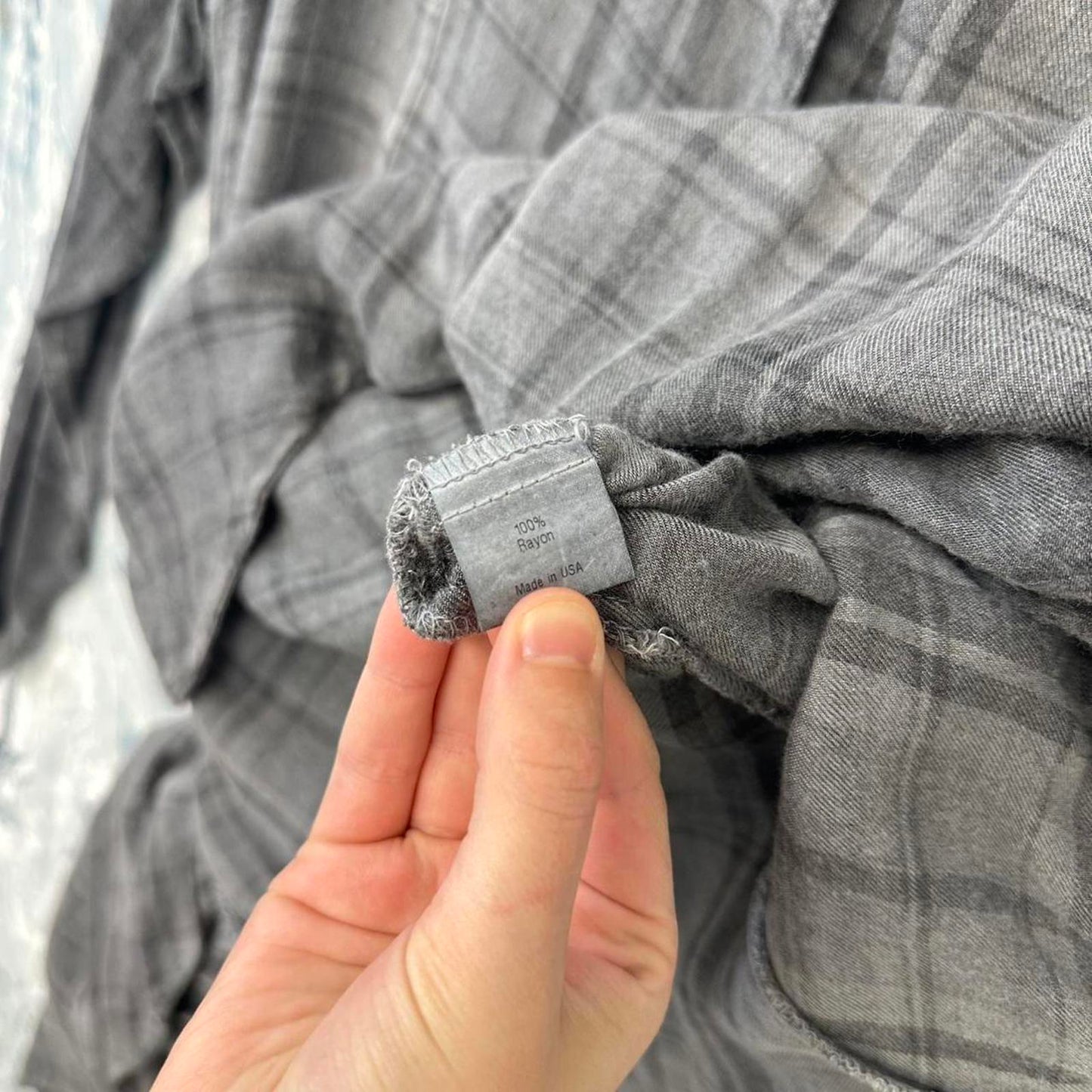 Cynthia Ashby Designer Grey Plaid Shirt Maxidress (L)