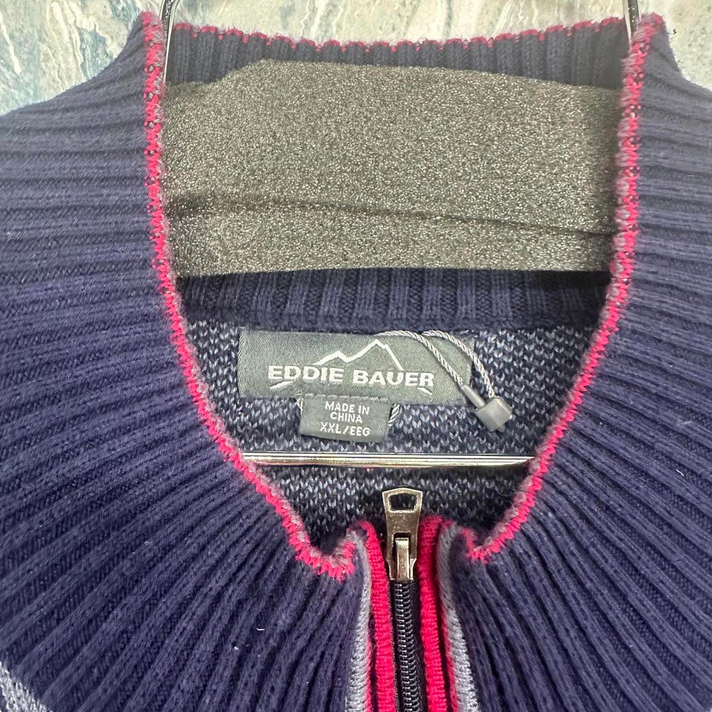 Eddie Bauer Navy Blue Half-Zip Knit Sweater (XXL)