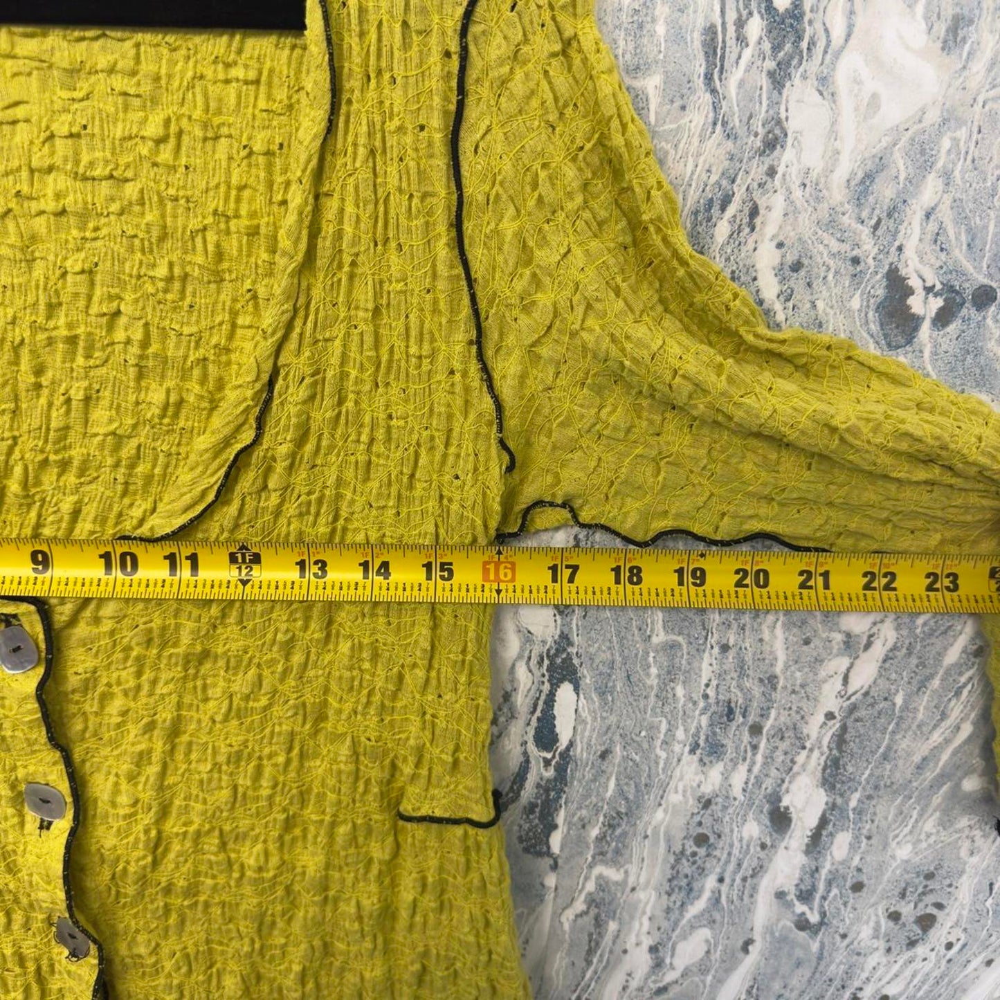 Designer Yellow Textured Button Cardigan (S)