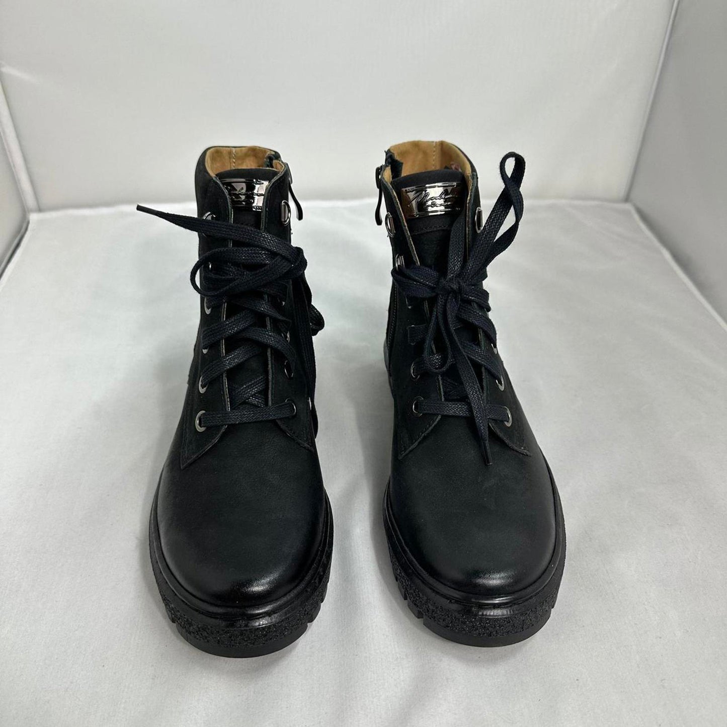 Black Lace-Up Leather Ankle Boots (6)