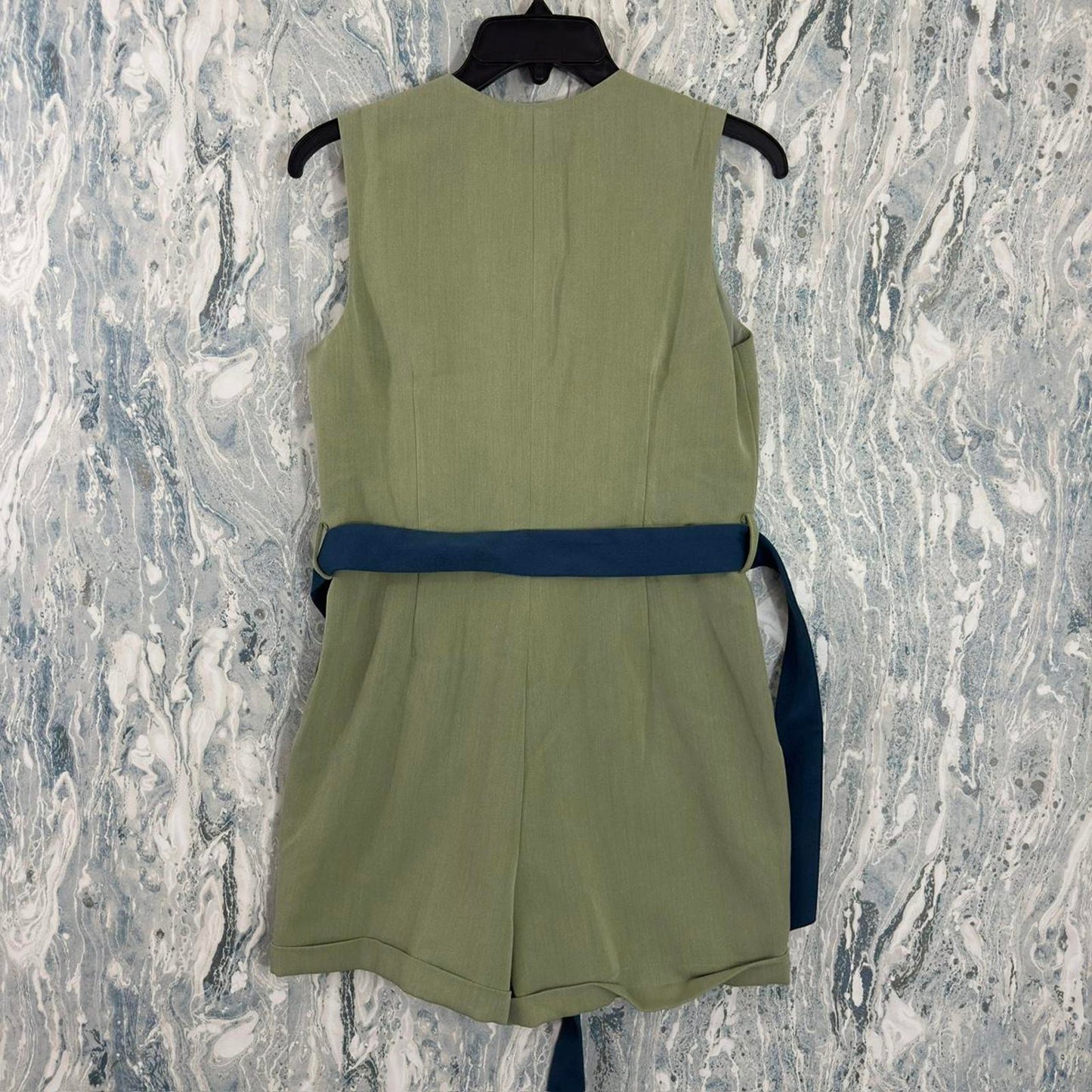 Preppy Sage Green Sleeveless Romper (S)