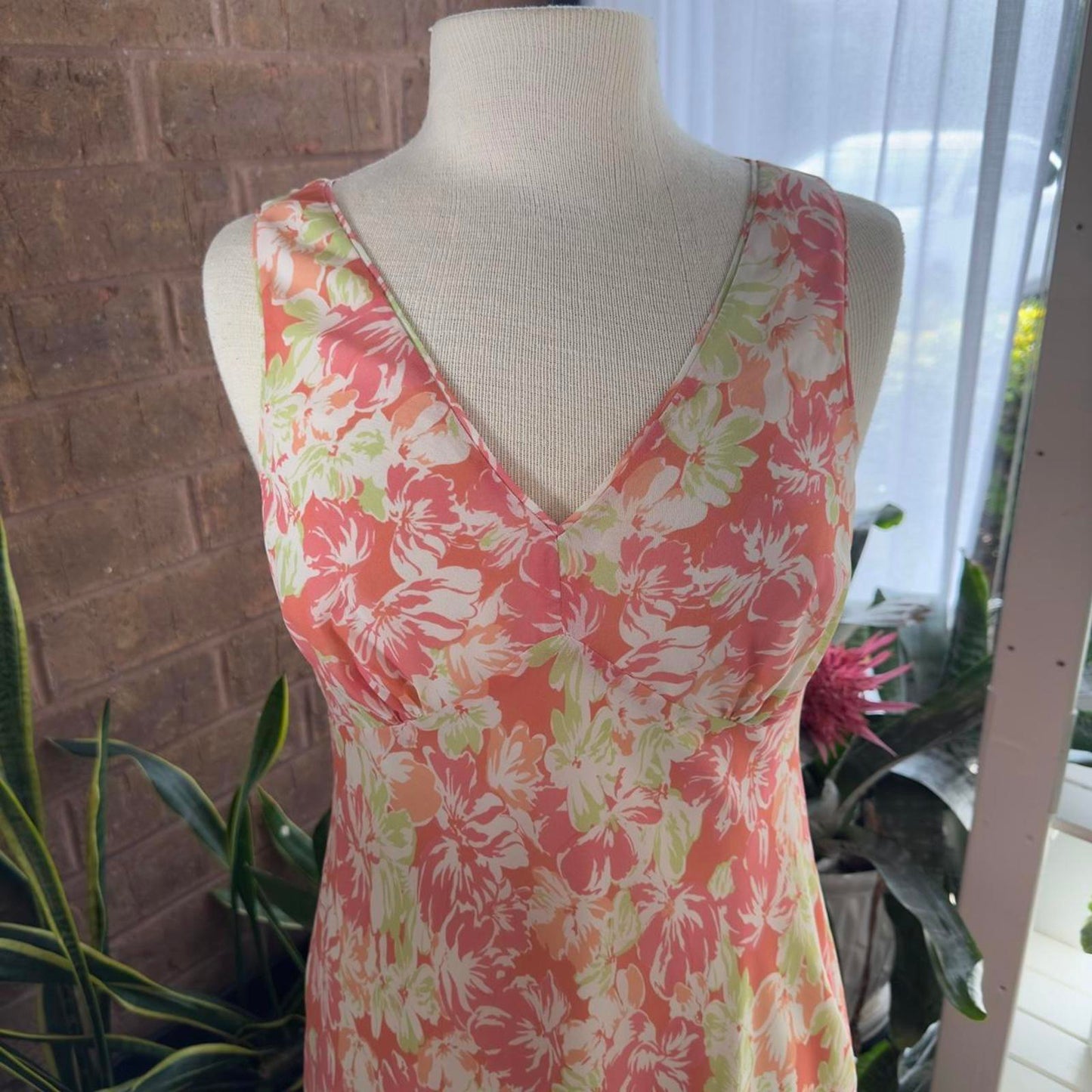 Vintage y2k pink floral midi dress (8)
