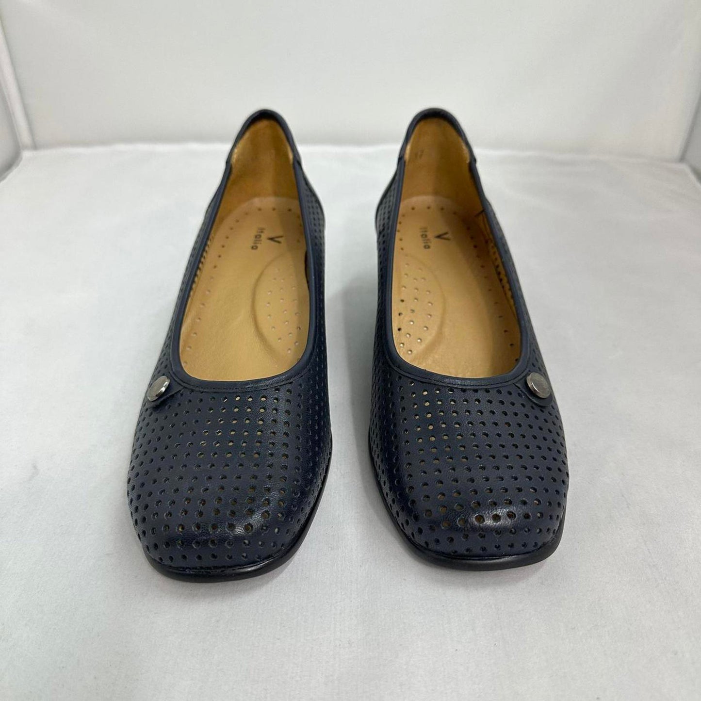 Perforated Navy Blue Wedge Shoes (7)