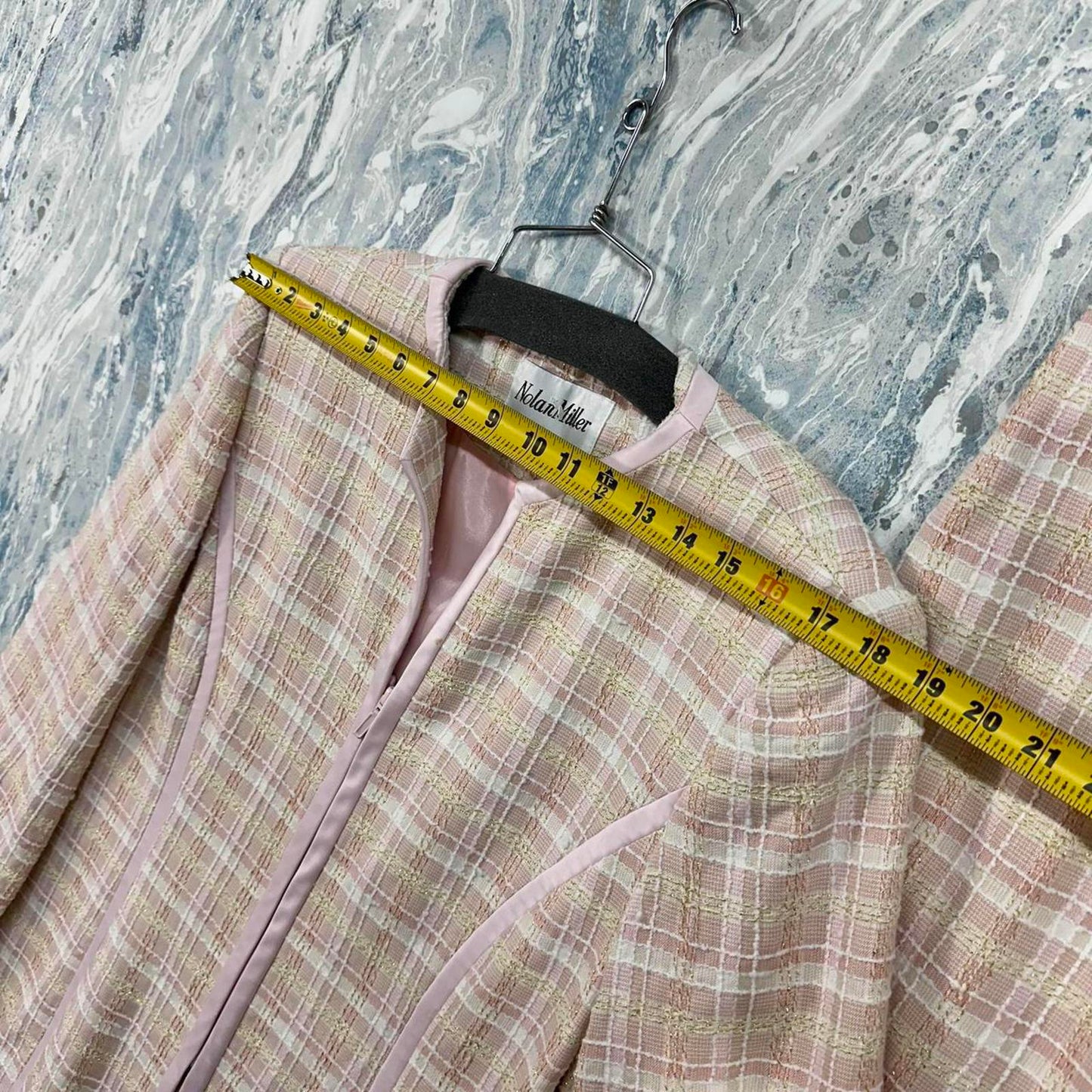 Vintage Plaid Pastel Blazer Skirt Set (14)