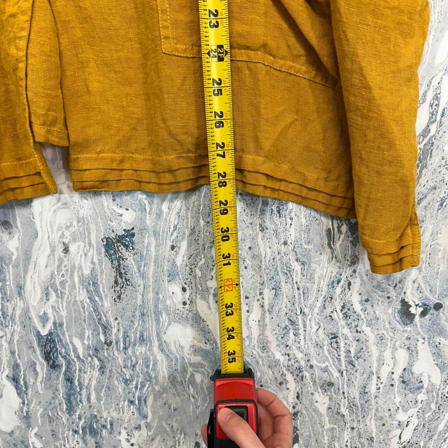 Button-Up Mustard Yellow Linen Cardigan (S/M)