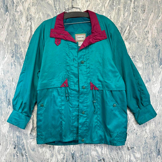 Vintage Teal and Burgundy Windbreaker Jacket (M)