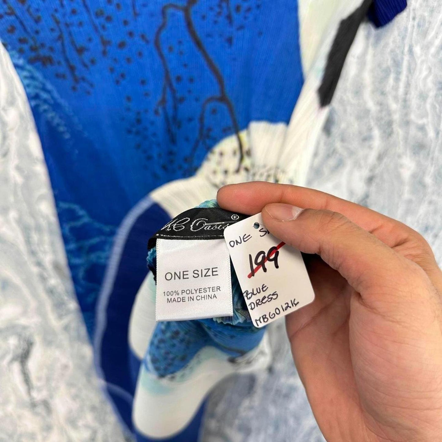 Blue Printed A-Line Dress (One Size)