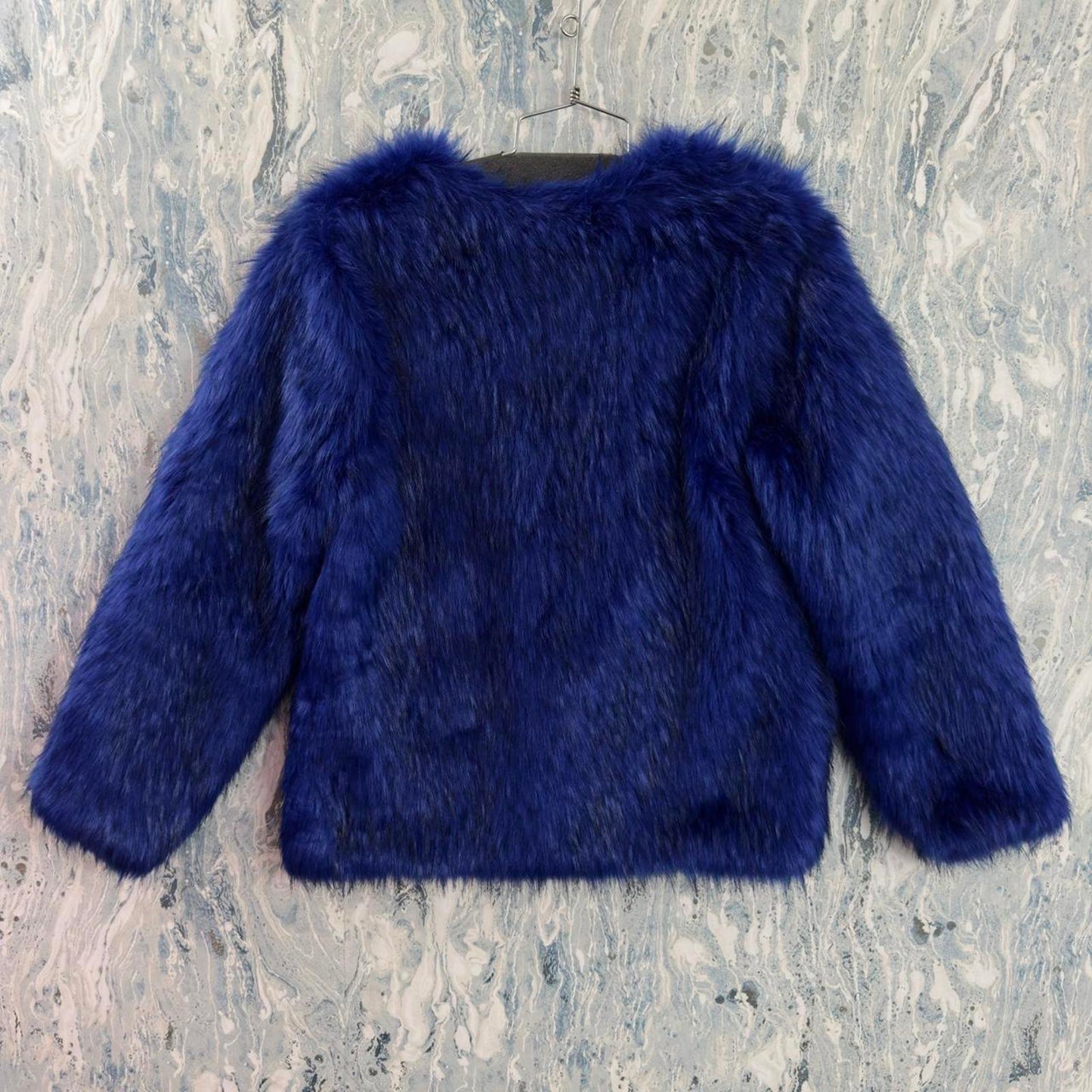 Club London Faux Fur Blue Women's Outerwear Jacket (US 6)
