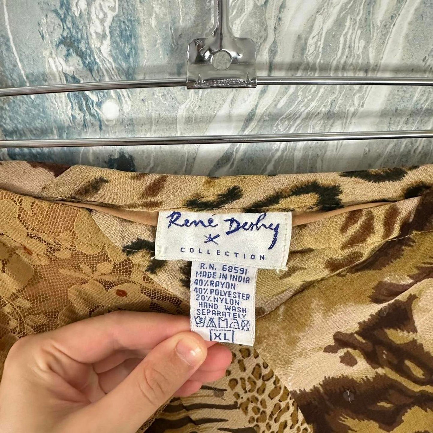 Vintage Y2K Bohemian René Derhy Patchwork Animal Print Maxiskirt (XL)