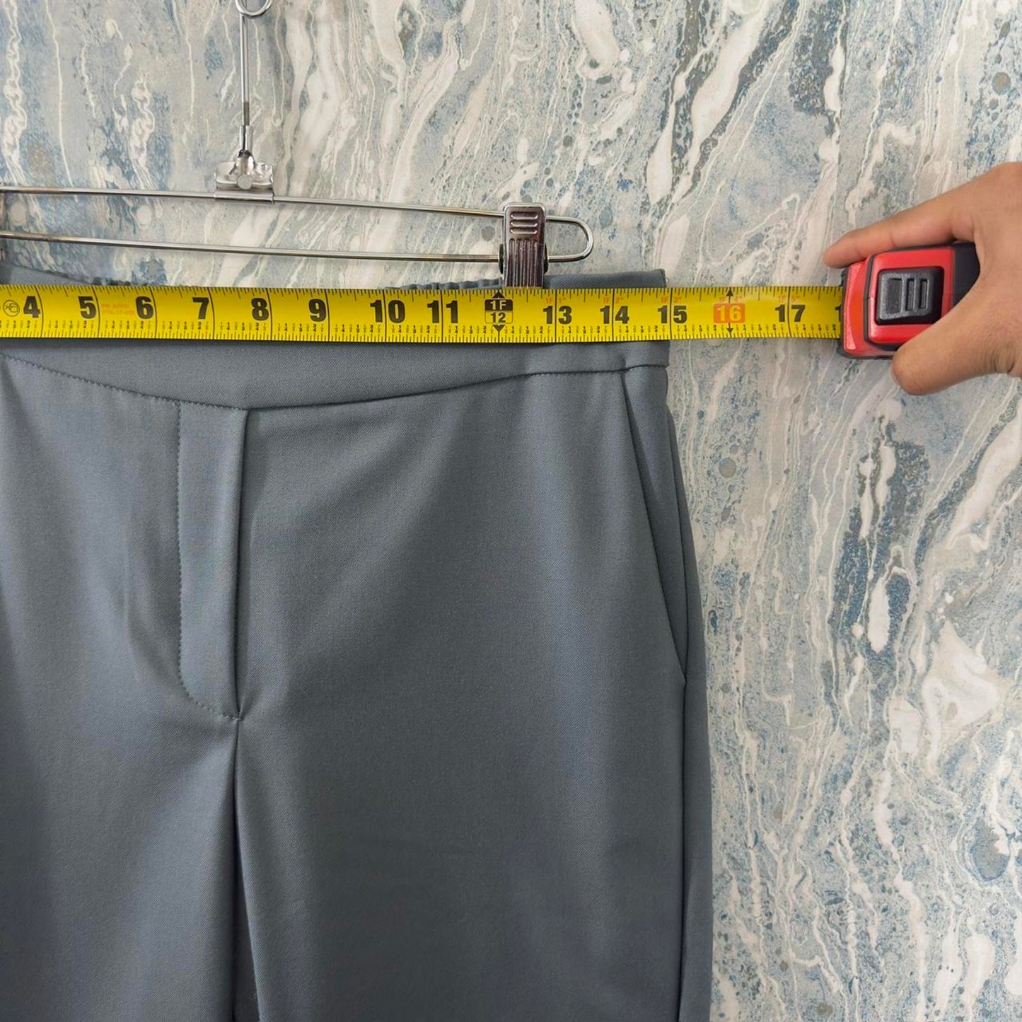 Designer Preppy Blue Grey Tailored Trousers (S)