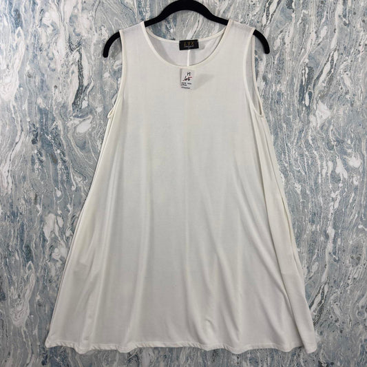Casual Designer White Sleeveless Tank Top Dress (M)