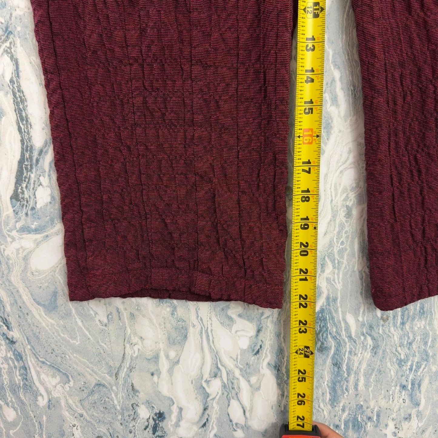 Designer Burgundy Textured Wide Leg Pants (L)