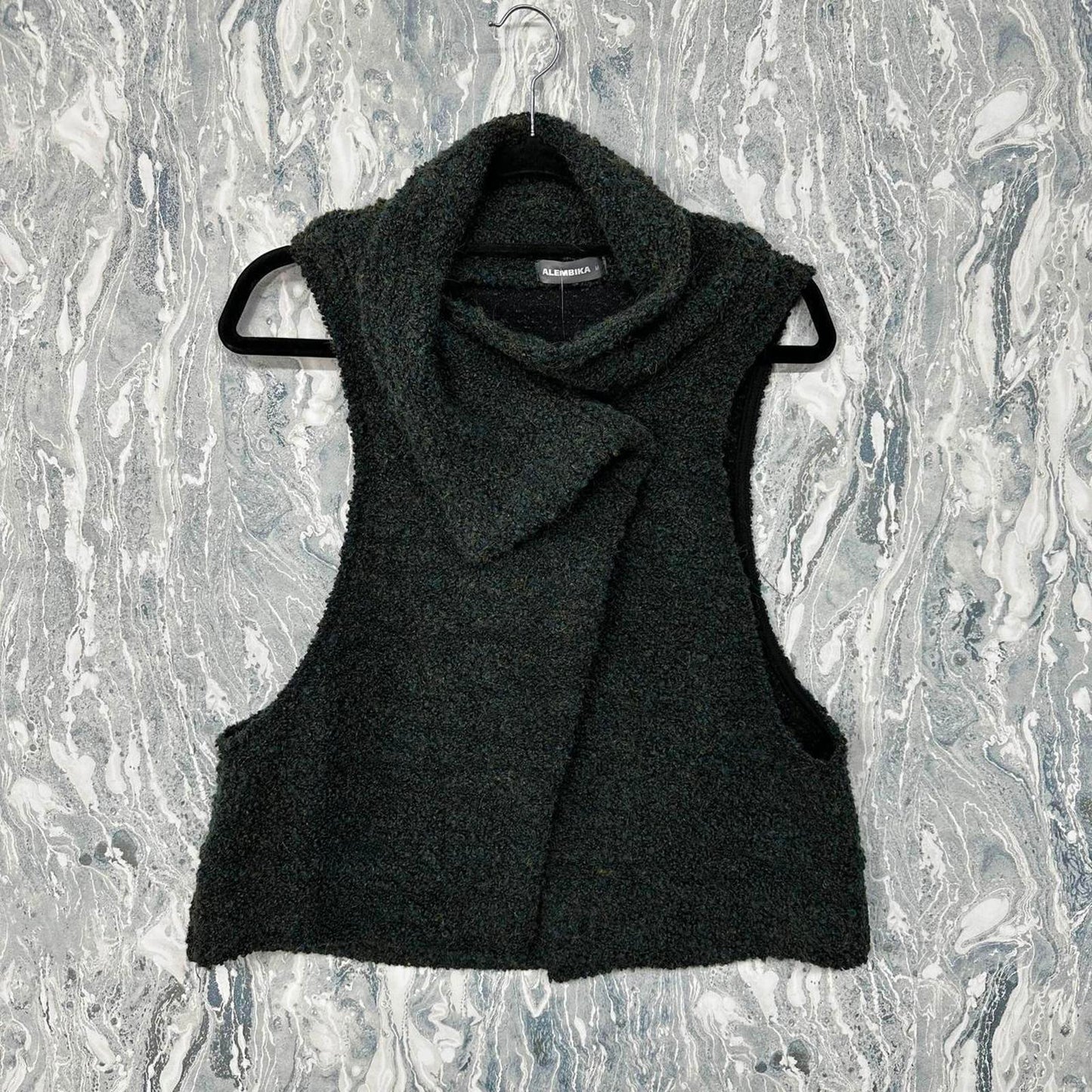 Dark Green Textured Sleeveless Sweater Vest (M)