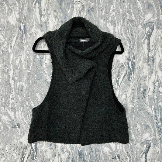 Dark Green Textured Sleeveless Sweater Vest (M)