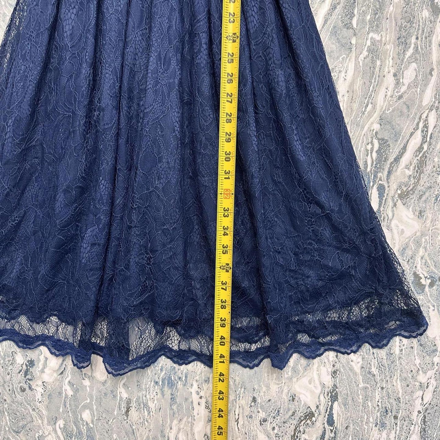 Fairycore Boho Lace Mesh Navy Blue Maxidress (S)