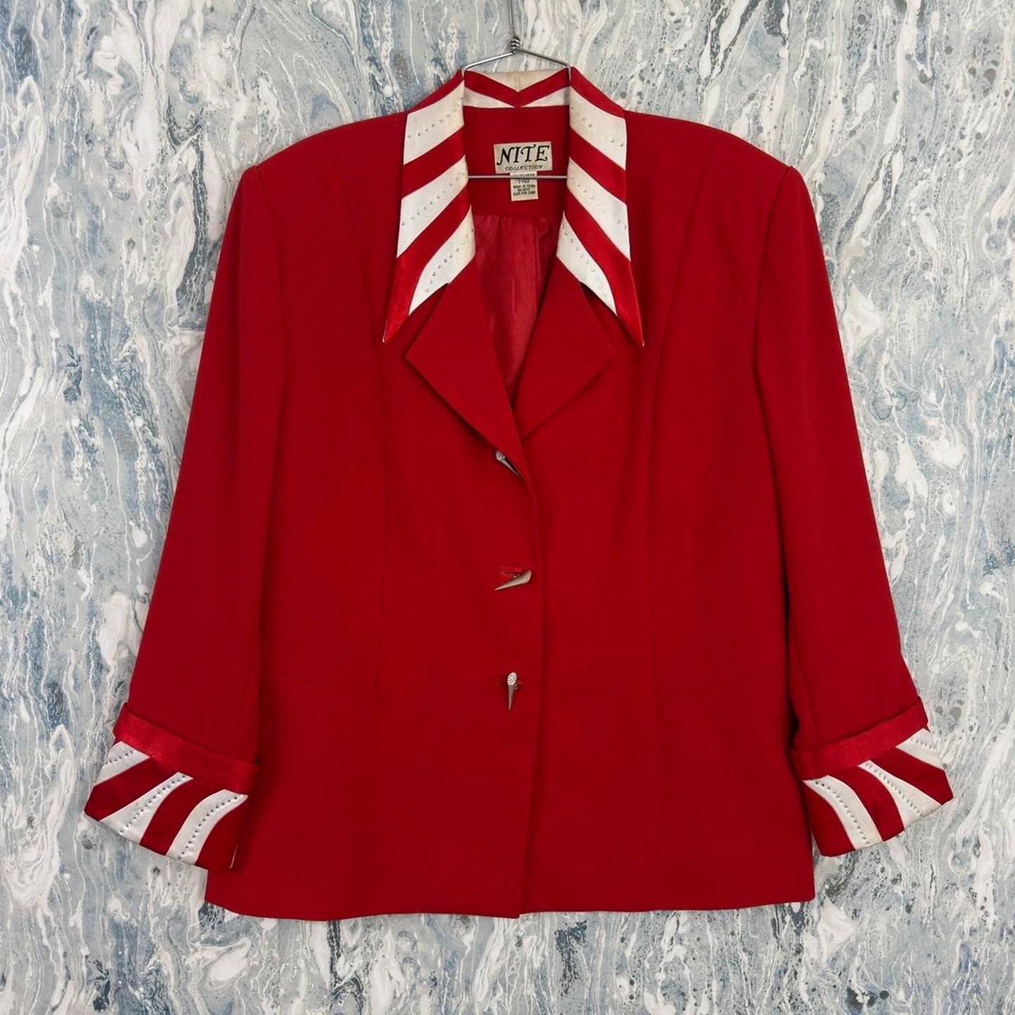 Vintage Red Peppermint Striped Collar Blazer (21/22)