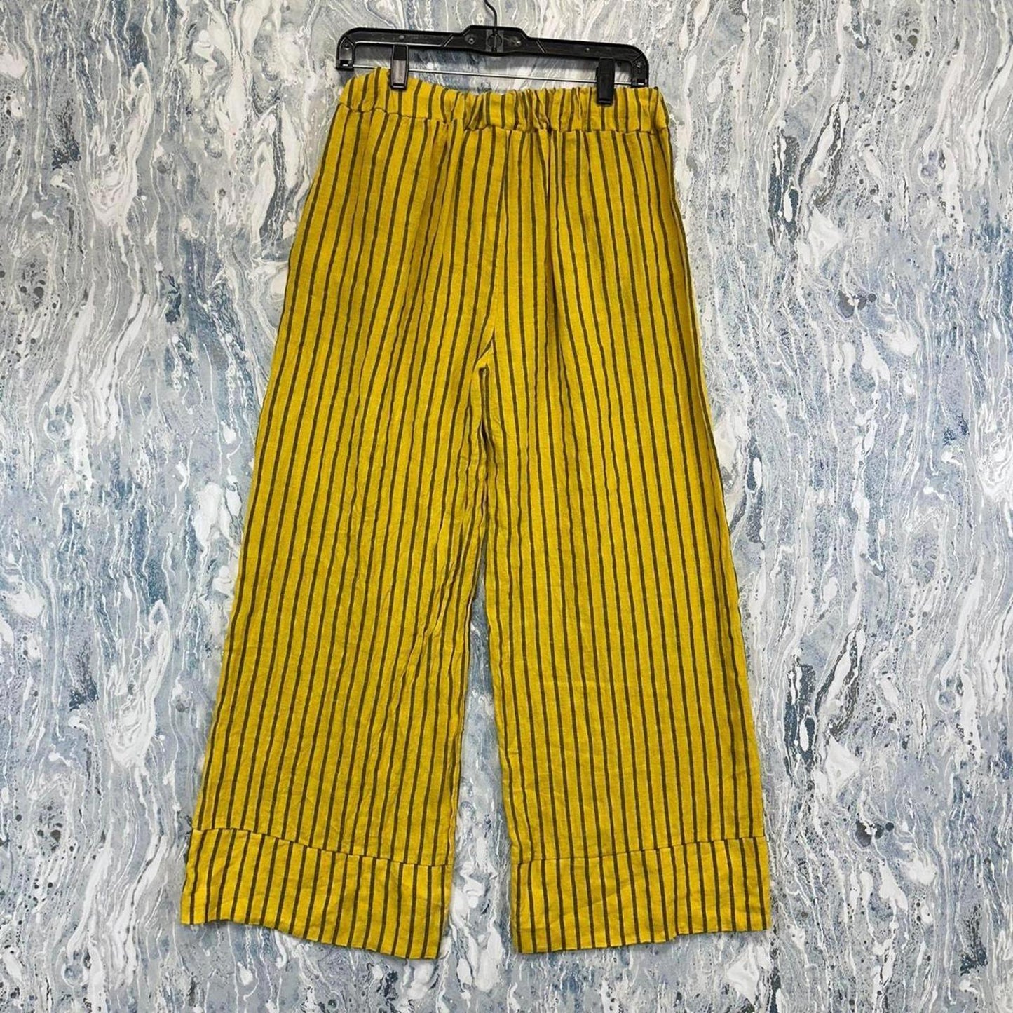 Yellow Striped Wide-Leg Pants (One Size)