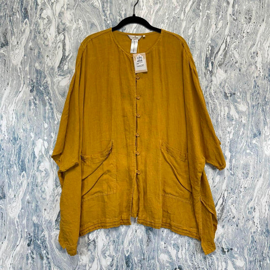 Yellow Button-Up Oversized Tunic Cardigan (L/XL)